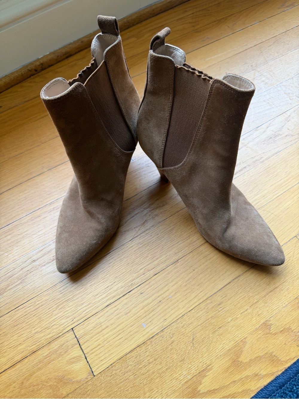Veronica Beard Brown Suede Pointed-Toe Chelsea Booties